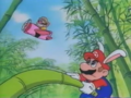 Bunny Mario prepares to launch himself using bamboo