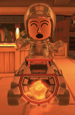 The Silver Mii Racing Suit performing a trick.