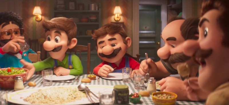 File:Mario and Luigi at dinner - TSMBM.png