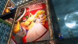 A billboard poster of Bowser and Princess Peach.