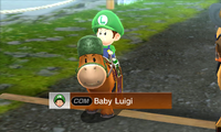 Baby Luigi riding on a horse in Pro difficulty from Mario Sports Superstars