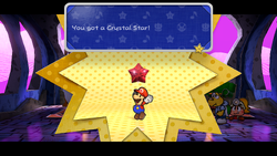 Mario getting the Ruby Star in Creepy Steeple of Paper Mario: The Thousand-Year Door for Nintendo Switch.