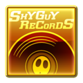 A Shy Guy Records gold badge from Mario Kart Tour