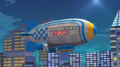 The blimp with the Mario Kart Tour logo on the regular variant of the track