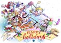 Artwork based on Mario + Rabbids Kingdom Battle to celebrate Holiday 2018, from official Twitter account for Rabbids