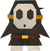 An origami Black Shy Guy from Paper Mario: The Origami King.