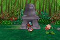 Mario places the Jade Raven inside the statue.