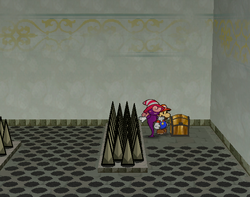 Third treasure chest in Rogueport Sewers of Paper Mario: The Thousand-Year Door.