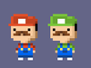 Plumber A and B costumes from Tiny Tower based on Mario brothers.
