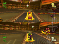 Fire rings, along with the Jumbotron, are absent in split-screen races