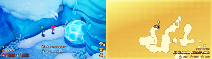 Hidden blocks 5-6 in Heatfreeze Island from Mario & Luigi: Brothership