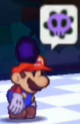 Mario under the effects of the Poison and Blind status ailments in Paper Mario: Sticker Star.