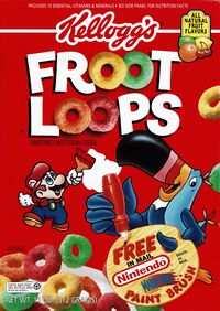 A Froot Loops box promoting Mario Paint, circa 1994