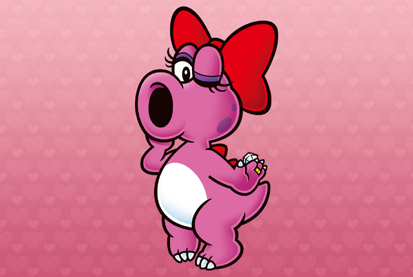 Completed Valentine's Day jigsaw puzzle featuring Birdo