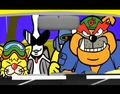 Orbulon & Dr. Crygor entering Dribble's taxi for a ride