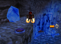 A setup for a Golden Banana for Diddy Kong on DK Isles.