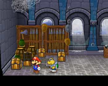 Second, third and fourth treasure chests in Hooktail Castle of Paper Mario: The Thousand-Year Door.