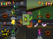 Luigi's Mansion battle course in the game Mario Kart: Double Dash!!.