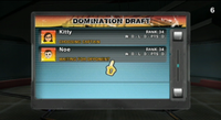 The Domination Draft menu of Mario Strikers Charged (with Mii icons)