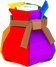 A 3D render of a small bag of confetti from Paper Mario: The Origami King.