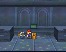 First and fifth treasure chests in Palace of Shadow of Paper Mario: The Thousand-Year Door.