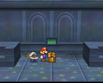 First and fifth treasure chests in Palace of Shadow of Paper Mario: The Thousand-Year Door.