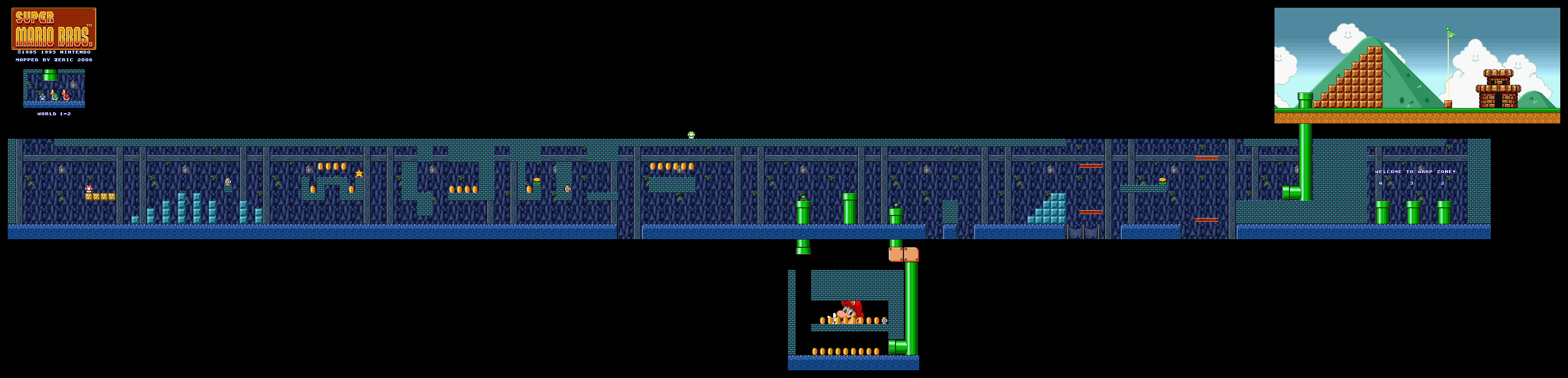 Map of World 1-2 (Super Mario All-Stars version)
