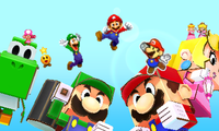 The final frame of the victory parade from Mario & Luigi: Paper Jam.