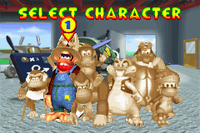 Diddy Kong Pilot screenshot showing Redneck Kong being highlighted from the character select screen, as this is before it was in the process of being redesigned.