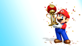 Mario holding the Mushroom Cup
