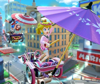 The icon of the Diddy Kong Cup challenge from the Mario vs. Peach Tour in Mario Kart Tour.