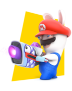 Artwork of Rabbid Mario in Mario + Rabbids Kingdom Battle.