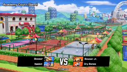 The Academy Courts seen in during a match in Mario Tennis Fever
