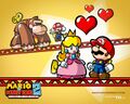 Desktop wallpaper featuring Mini Mario and Mini Peach