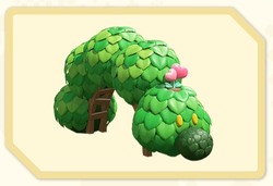Menu icon of the Twin Hearts Bloom (Wiggler Topiary) decoration in Super Mario Bros. Wonder – Nintendo Switch 2 Edition + Meetup in Bellabel Park.