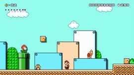 1-1 Remix (Raccoon Mario) level in Super Mario Maker