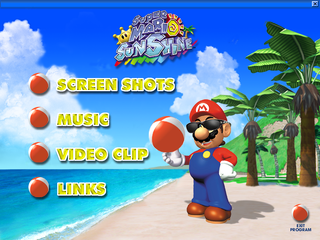 The main menu for Super Mario Sunshine Game Preview CD