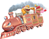 Artwork of Boom Boom and Pom Pom on a train, from Super Mario 3D World.