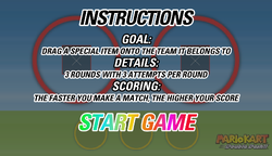The title screen in the promotional Mario Kart: Double Dash!! matching game Game 2.