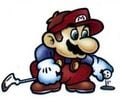 Mario setting the golf ball