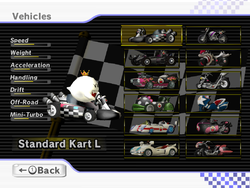 King Boo's vehicle roster, from Mario Kart Wii.