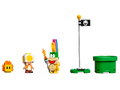 A Lava Bubble, a Yellow Toad, Lemmy, a Goal Pole and a pipe