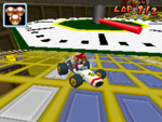 Mario races past the stopwatch.