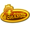A Princess Orange gold badge from Mario Kart Tour