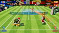 Mario and Bowser playing against Peach and Daisy