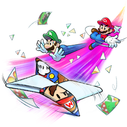 A Trio Attack in Mario & Luigi: Paper Jam: Trio Shuriken.