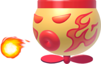 Artwork of the Fire Junior Clown Car, from Super Mario Maker for Nintendo 3DS.