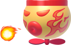 Artwork of the Fire Junior Clown Car, from Super Mario Maker for Nintendo 3DS.