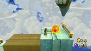 Yoshi eating a fruit that reveals a Launch Star after being eaten.
