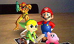 Mario, Kirby, Toon Link and Samus in the Star Pics AR game.
